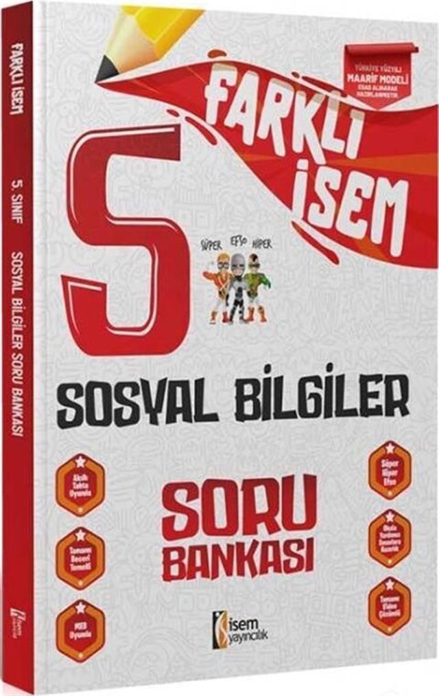 İsem Yayınları 5. Sınıf Sosyal Bilgiler Farklı İsem Soru Bankası